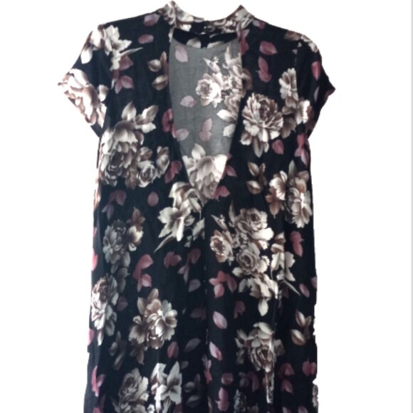 FForever 21 Women's Floral Mini Dress Sz S NWT Choker Neck Pockets Low Back - Picture 2 of 15